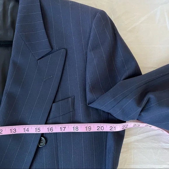 Valentino Vintage Blue White Stripe Double Breasted Wool Blazer Men’s Size 40R